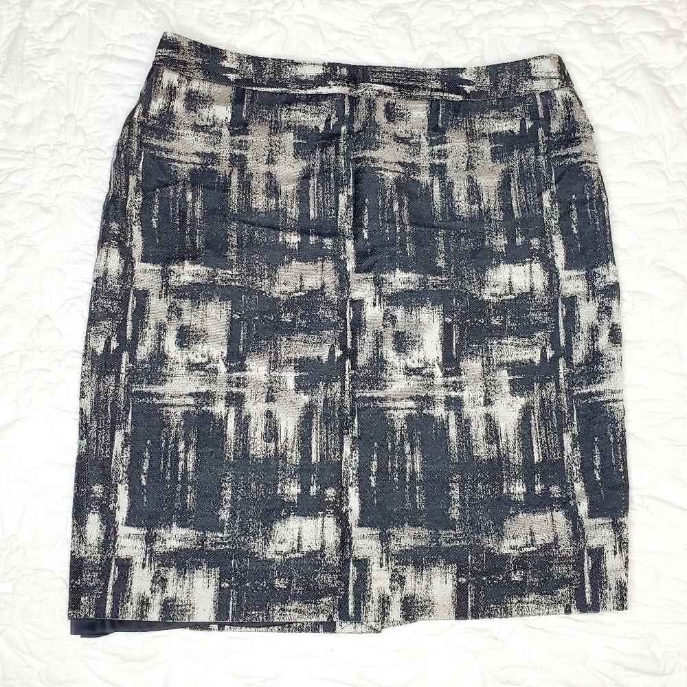 Talbots Black and Gold Pattern Pencil Skirt